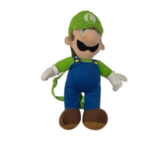 Nintendo Luigi Plush Backpack Super Mario Bros Green Character Bag 16"